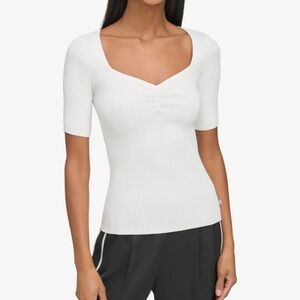 Karl Lagerfeld Womens Ribbed Knit Blouse, Style # L3kss746 - Large